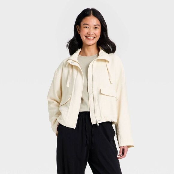 A New Day Jackets & Blazers - Open Box - A New Day - Women's Full Zipped Modern Gauze Jacket - A New Da White